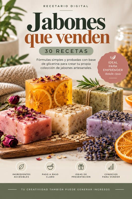 Jabones que Venden — Recetario Digital con 30 recetas de jabones artesanales de glicerina